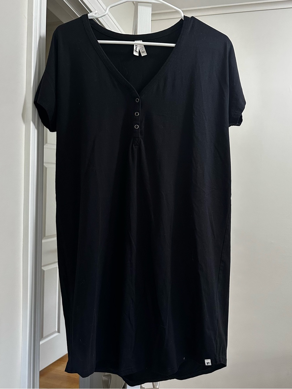 PACT Maternity Black Nightgown M